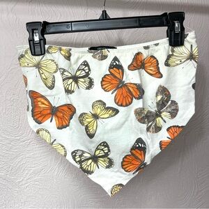 Forever 21 White and Orange Butterfly Print Tube Top